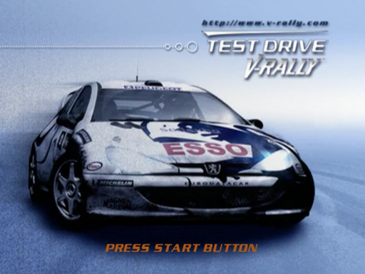 Test Drive V-Rally title screen for Sega Dreamcast